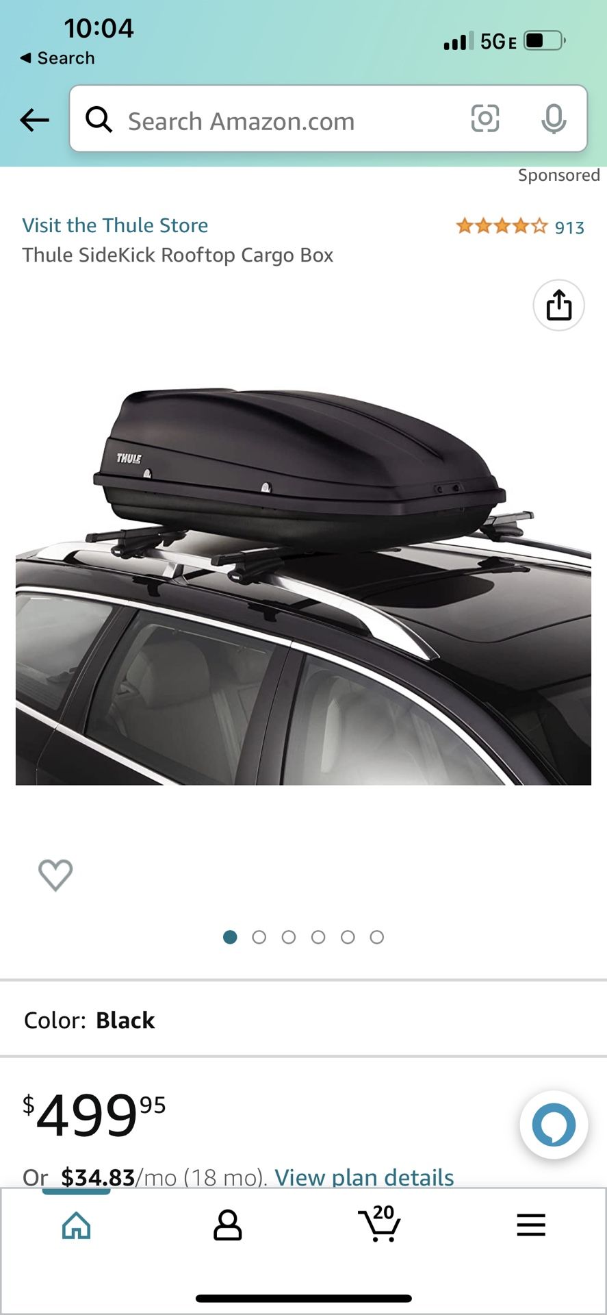 Thule Sidekick Rooftop Cargo box Grey