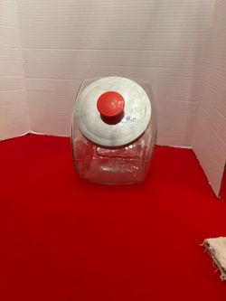 Vintage cookie or candy tilted glass jar