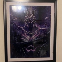 Black panther art piece on black frame