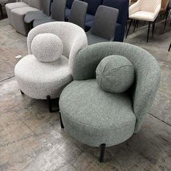 Amboise Armchair with Ball Cushion, Mist Gray Boucle($180 each)