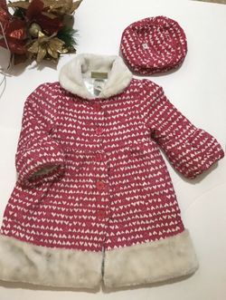 5-6t girls winter coat & hat set