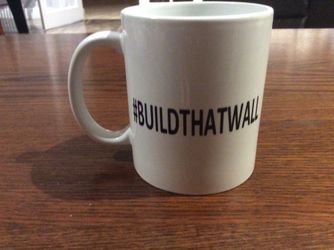 Brand new president Donald Trump “#BuildThat Wall” Coffee cup/mug
