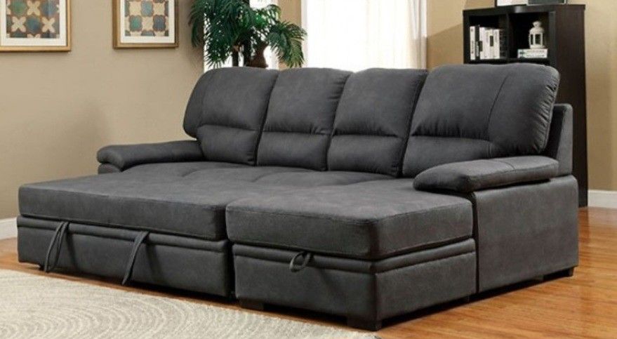 Brand New Grey Sectional Sofa Storage Sleeper