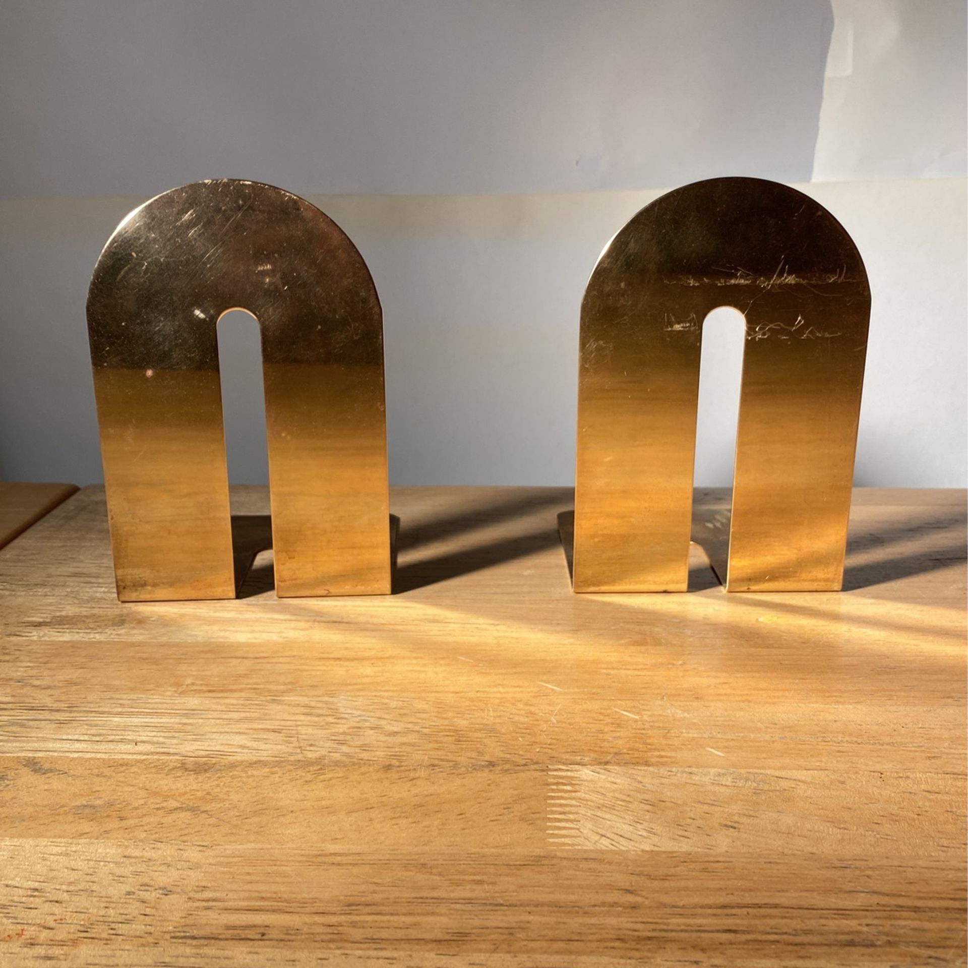 Vintage Mid Century Modern Brass Bookends