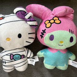 Hello Kitty & My Melody Set Of 2 Plushies Halloween