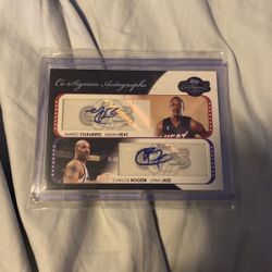 Signed Mario Chalmers and Carlos Boozer Co signers duel autographed Topps card