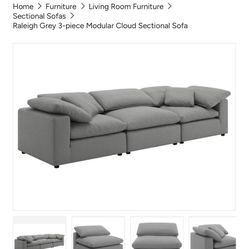 *Free Delivery* Gray Coaster Cloud Modular Couch Sofa 
