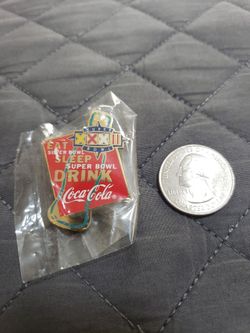 Super Bowl XXXIII Coca-Cola Enamel Lapel Pin Eat Sleep Drink NFL Football Pin