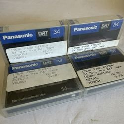 Lot of 4 Panasonic RTR34M Pro DAT Tapes – 34 Min – Factory Sealed / New