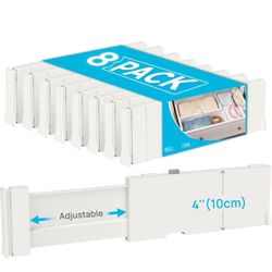 Vtopmart Drawer Dividers for Clothes 8 Pack, Adjustable 4" High Expandable from 11.6"-17" Dresser Drawer Organizer, Plastic Drawers Separators for Dre