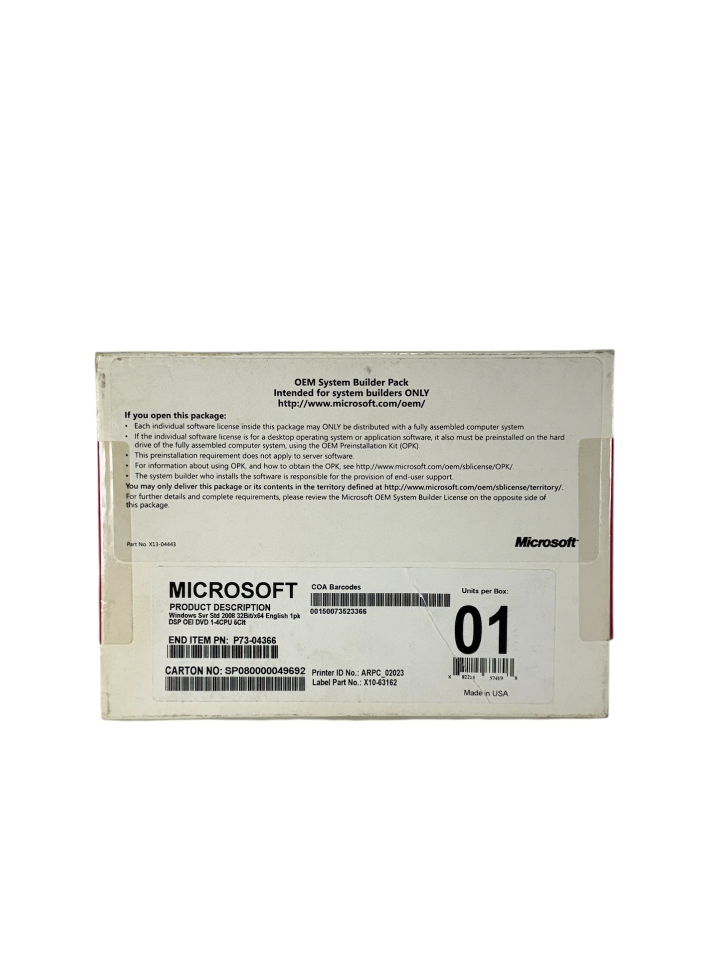 SEALED Microsoft Windows Server Standard 2008 OEM System Builder Pack ~ 5-Client