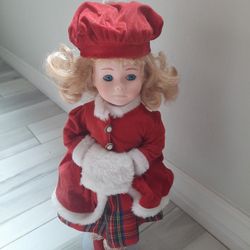 Vintage Holiday Porcelain Doll