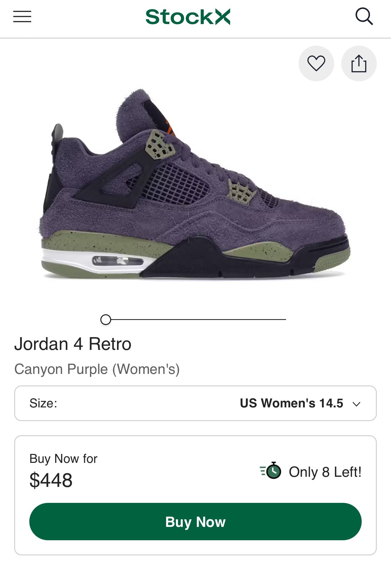 Rare - Jordan 4 Retro Canyon Purple - Size 13
