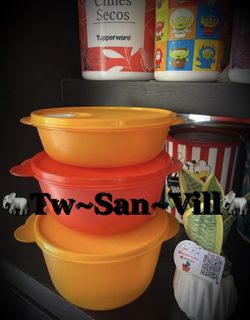 Tupperware Set of 3 Crystalwave Round Microwave Container 