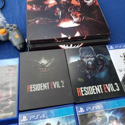 Scary Playstation 4 Slim PS4 1,000GB, Residents Evil Zombies Games. Just Residents evil 3 Steelbook is $150 on eBay. Come with all $425. Or trade