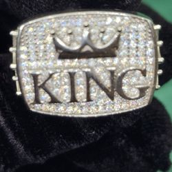 VVS D Moissanite “KING” Crown Ring – Fully Iced 925 Sterling Silver