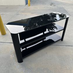 BLACK TV STAND w/ TEMPERED GLASS TV CONSOLE