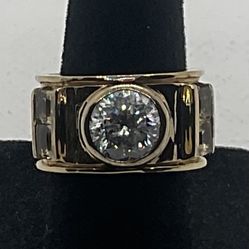 Sterling Silver Yellow Vermile w/Cubic Zirconia & Elbaite Size 6 Ring