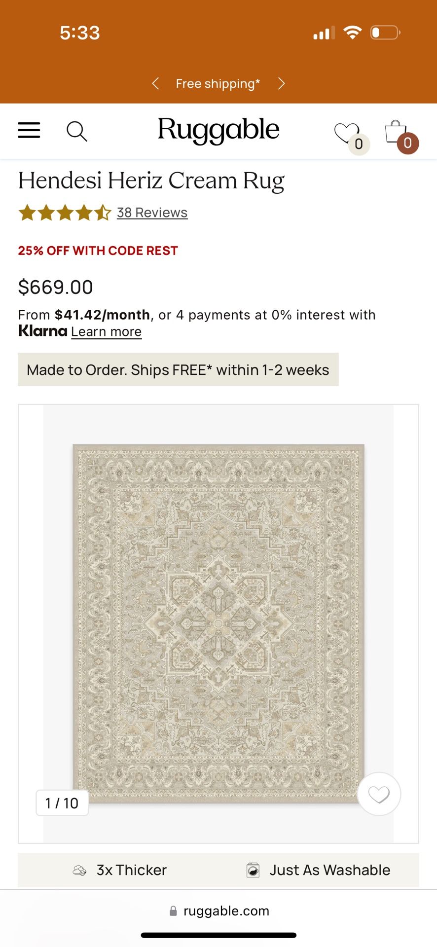 Ruggable 8x10 Area Rug