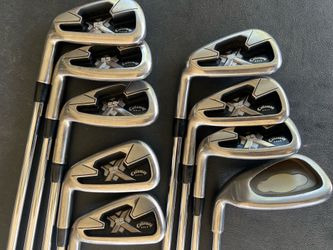 Left-handed Callaway X22 Tour Irons Project X 6.0 stiff shaft, golf irons three iron through pitching wedge with a sand wedge thrown in for free Calla