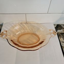 Vintage Pink Depression Glass Serving Bowl.