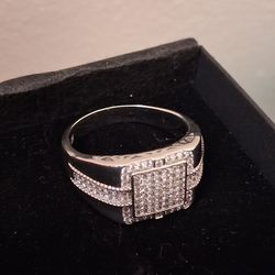 925 Sterling Silver New Large Ring With Stones  Diamond Size11