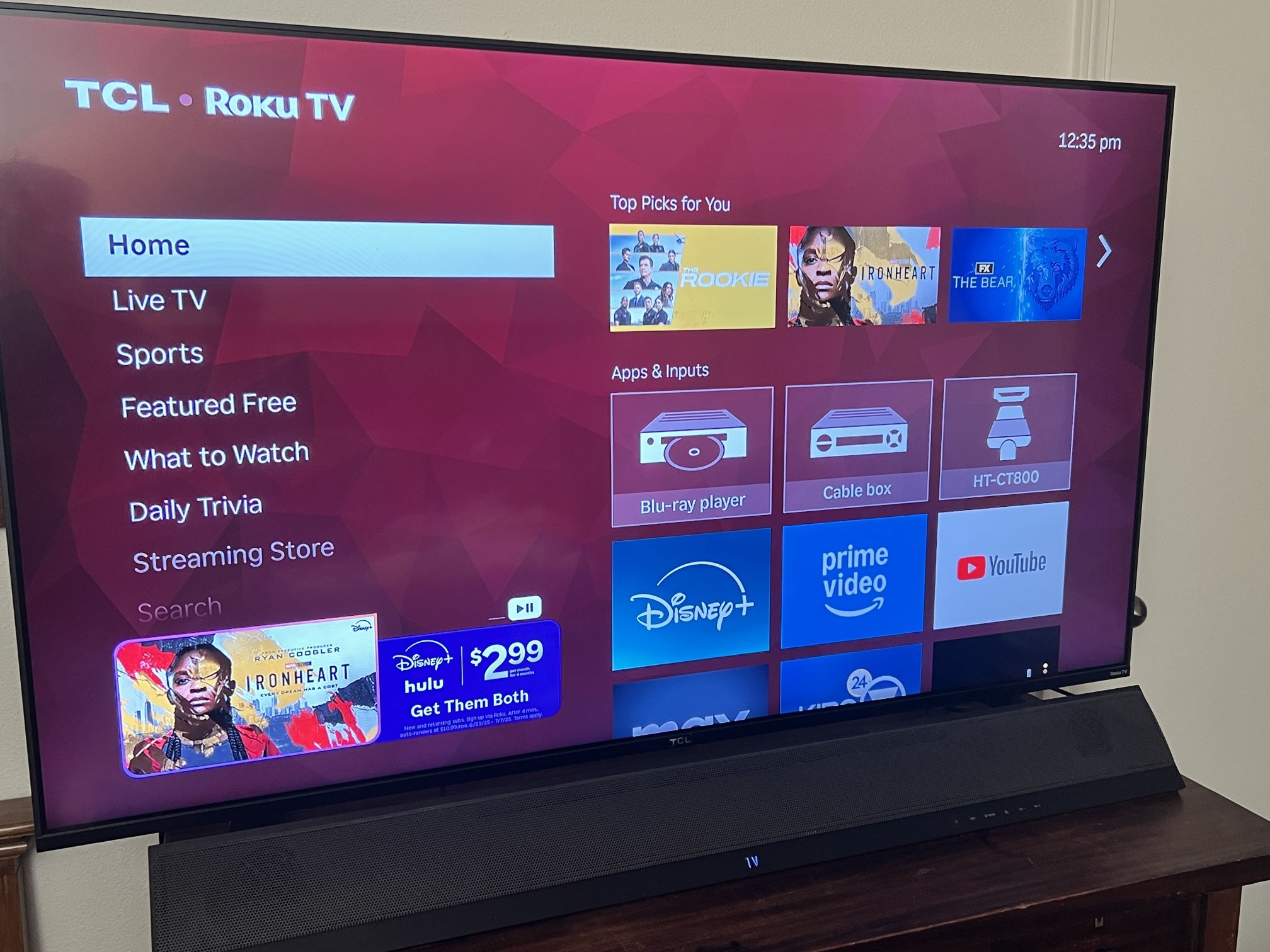 55" TCL TV with Sony Soundbar/Subwoofer
