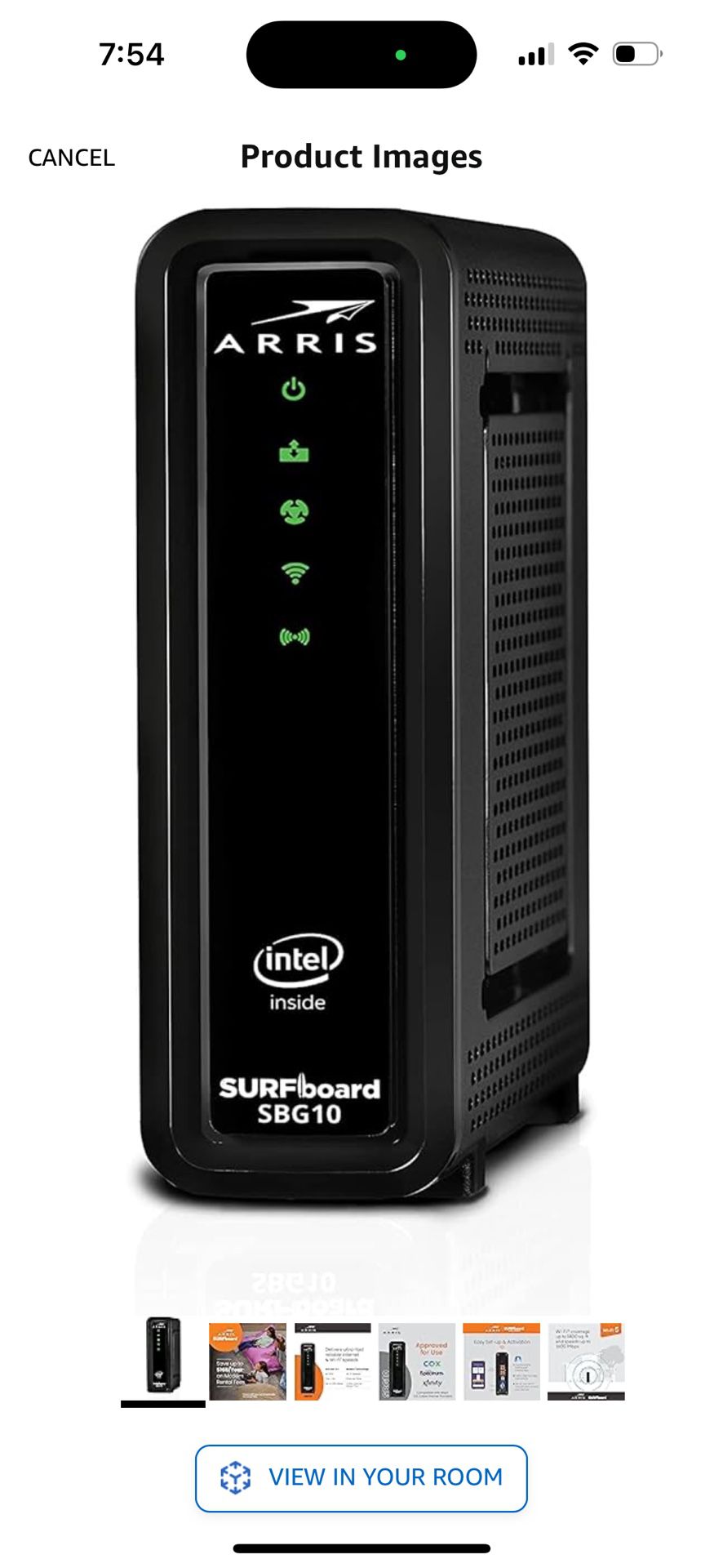 ARRIS Surfboard SBG10-RB DOCSIS 3.0 Cable Modem & AC1600 Dual Band Wi-Fi Router, Approved for Cox, Spectrum, Xfinity & Others 