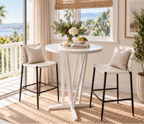New Beautiful Cream White Solid Wood Bar High Round Top Table / Dining Table