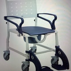 4-in-1 Rolling Shower Chair with Wheels for elderly & disabled adults.