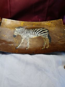 Glass Safari Tray And Figurines 