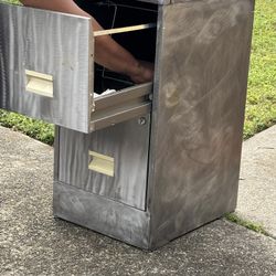Filing Cabinet / Brushed Silver/ Two Drawers