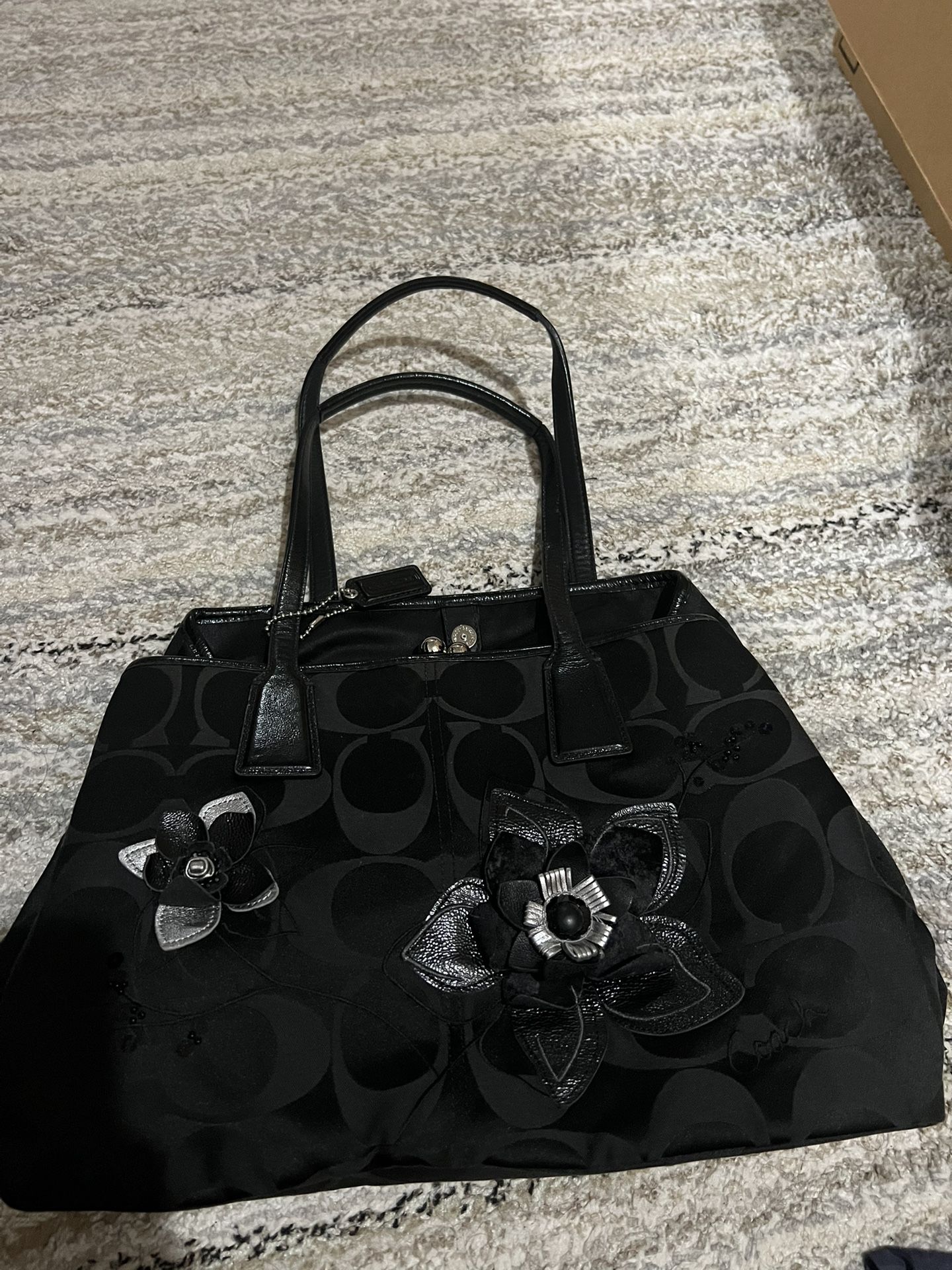 Coach Flower Purse  with Built-in Wallet/ Coin Purse (Great Condition)