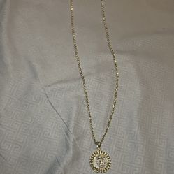 10k Gold Diamond Cut Rope Chain & 14k diamond medallion