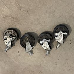 Swivel Caster Wheels With brakes 5”x 1 1/4” Rubber Wheels