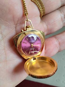 Zaria Soviet Gold Plated Pendant Watch on Chain
