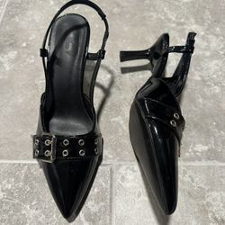 Black Leather Heel