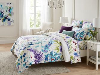 Modern Floral Lavender Duvet Set-Soft w/2 Pillowcases Queen