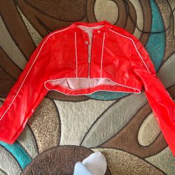 Red Leather Biker Jacket 