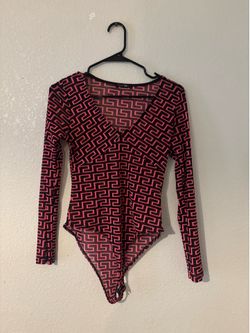 Paper Moon V-Neck Patterned Bodysuit
