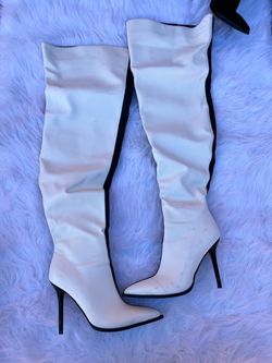 White Over-the-Knee Stiletto Heel Boots