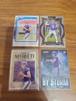 J.J. McCarthy Minnesota Vikings Rookie Card Lot (4)