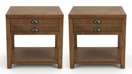 Pair of Wood Nightstands with Drawers