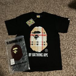 Bape Plaid Ape black tee