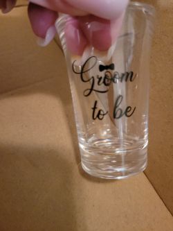 Bride and groom team shot glasses plastic 24