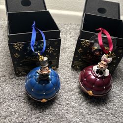 Disney Park Sketchbook Mickey Minnie Mouse Engagement Ring Ornament Set