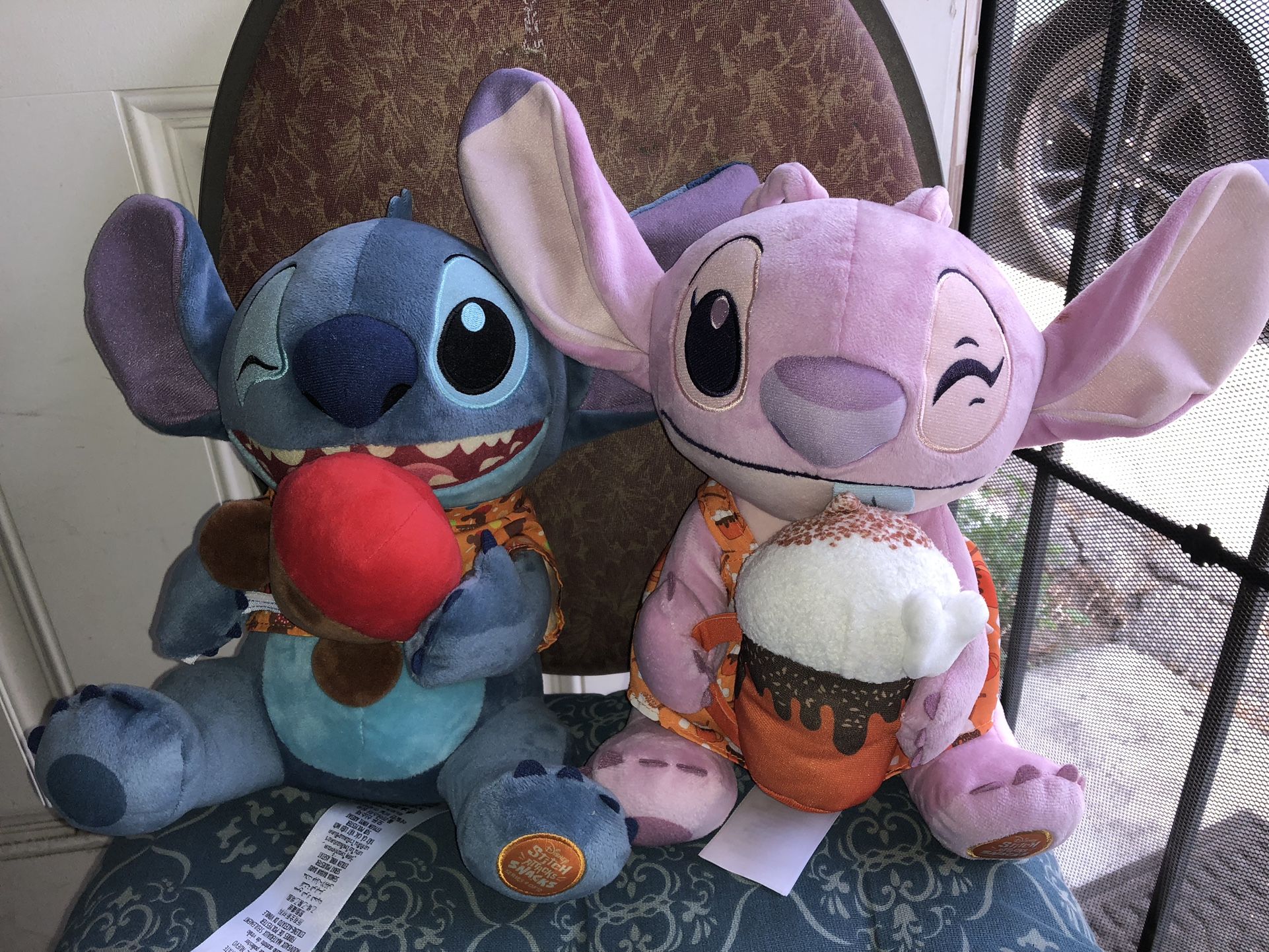 Disney Stitch Attacks Snacks Plush - Candy Apple (9/12) September 2024 AND Disney Stitch Angel Attacks Snacks Hot Chocolate Plush December Limited Edi