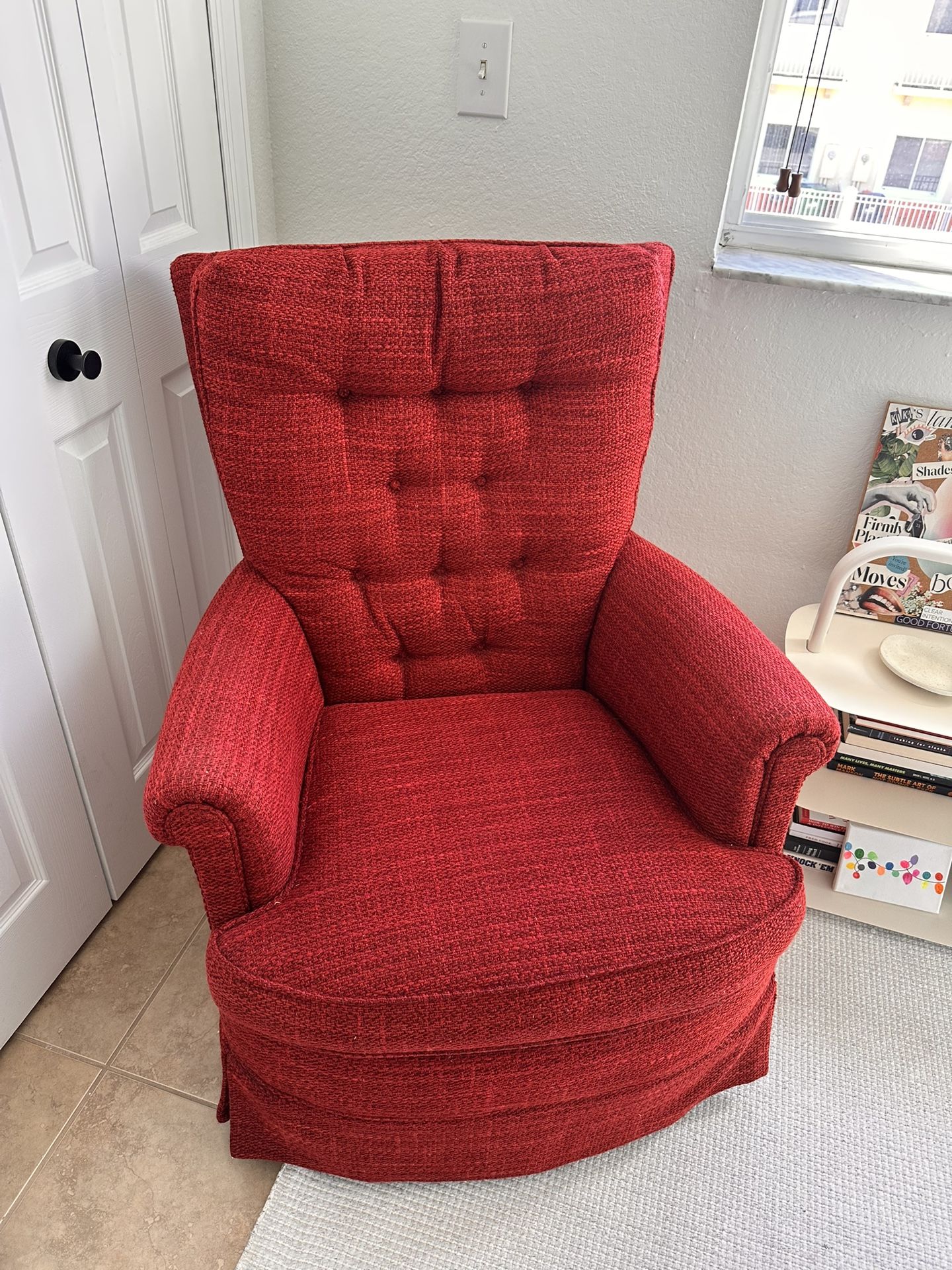 red accent chair