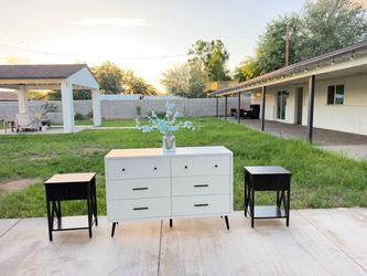 White dresser + nightstands