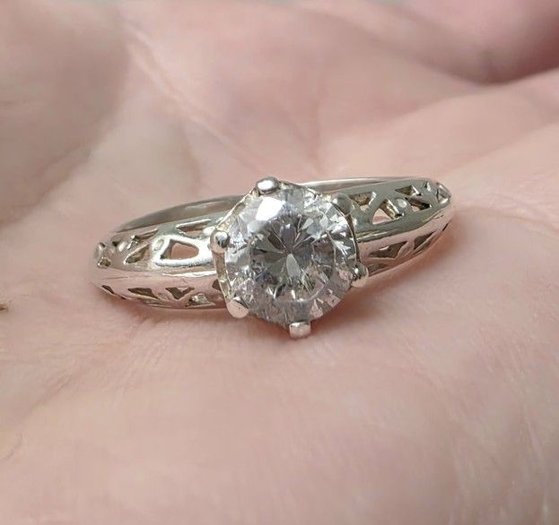 White Topaz Solitaire Size 7 Ring